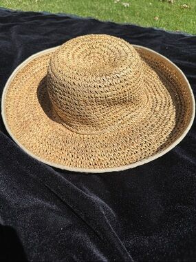 Scala Braided Straw Sun Hat with Beige Trim